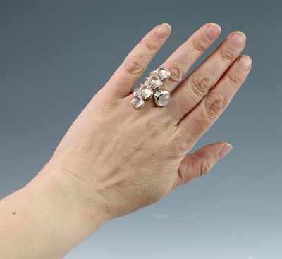 Lot 2534 - A sterling silver moonstone multi-stone...