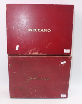 Lot 162 - Two No. 2 Meccano red storage boxes, empty,...
