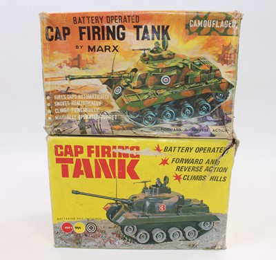 Lot 1935 - A pair of Marx tanks both boxed untested.