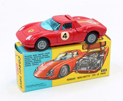 A small collection of Corgi Toys cars, comprising a No. 314 Ferrari  Berlinetta 250 Le Mans, a No. 22