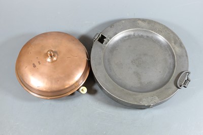 Lot 16 - An early 20th century copper warming dish and...