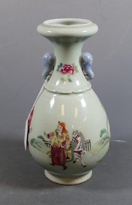 Lot 47 - A Chinese export celadon glazed vase, the...