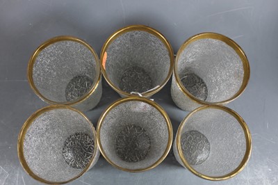 Lot 103 - Six Moser style crackle glass beakers, each...