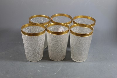Lot 103 - Six Moser style crackle glass beakers, each...