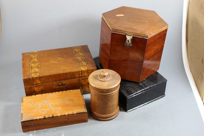 Lot 138 - A Victorian walnut and Tunbridge decorated box,...