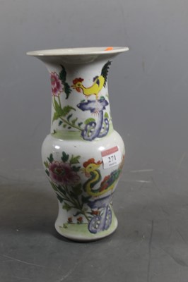 Lot 271 - A Chinese export stoneware Gu vase, decorated...