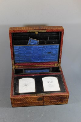 Lot 170 - A Victorian leather clad stationery box, the...