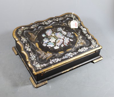 Lot 188 - A Victorian papier mache and mother of pearl...