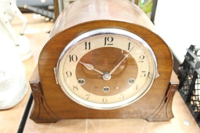 Lot 194 - A 1950s Enfield walnut cased mantel clock...