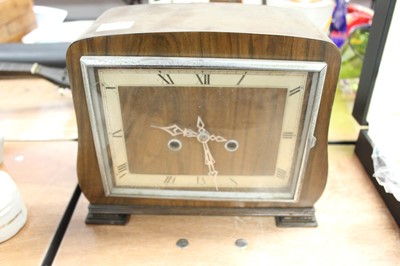 Lot 194 - A 1950s Enfield walnut cased mantel clock...