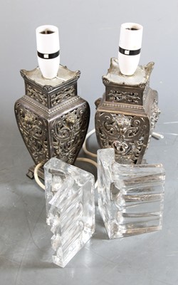 Lot 195 - A pair of Victorian silver plated vases of...