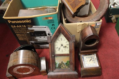 Lot 219 - Two boxes of 19th century and later clock...