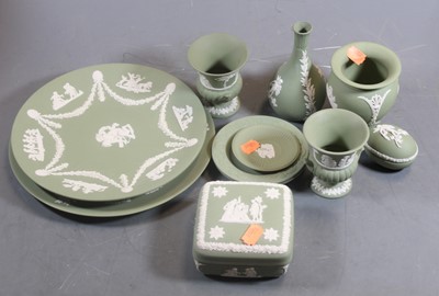 Lot 285 - A collection of Wedgwood green jasper ware to...
