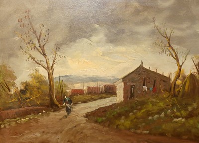 Lot 1006 - Gino Sepe - Figure in a stormy landscape, oil...
