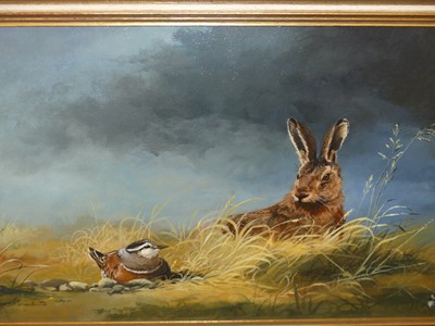Lot 1045 - Dave Feather - Mountain Hare, oil on canvas,...