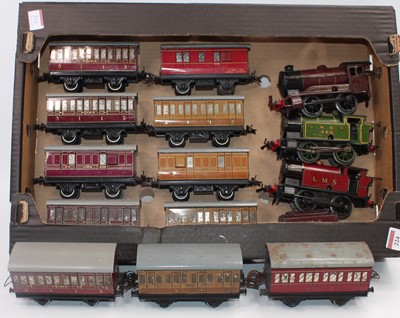 Lot 224 - Hornby- three clockwork 0-4-0 locos and 11 x 4-...