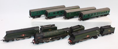 Lot 560 - Triang TT:- Two "Clan Line" locos and tenders,...