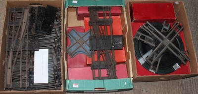 Lot 253 - Three large trays Hornby clockwork track...