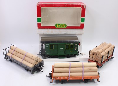 Lot 261 - Large tray containing 4 LGB goods wagons: 3019...