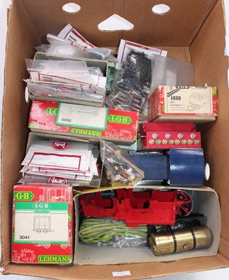 Lot 266 - Large tray LGB items/accessories: 0-4-0 loco...