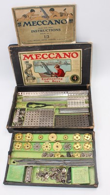 Lot 102 - A Meccano 1920s No. 4 outfit, nickel, housed...