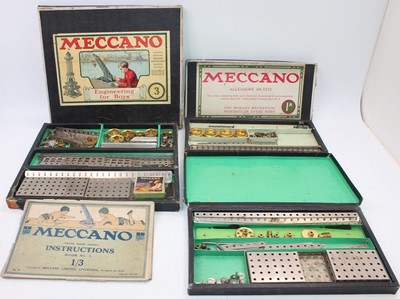 Lot 103 - Three various early 1920s Meccano nickel...