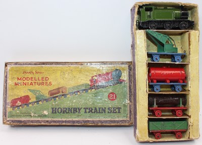 Lot 1523 - A Dinky Toys pre-war No. 21 goods train gift...