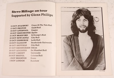 Lot 641 - Steve Hillage, 1977 Uk tour programme,...