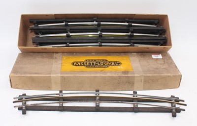 Lot 360 - 3-rail steel track by Bassett-Lowke 6 pieces x...