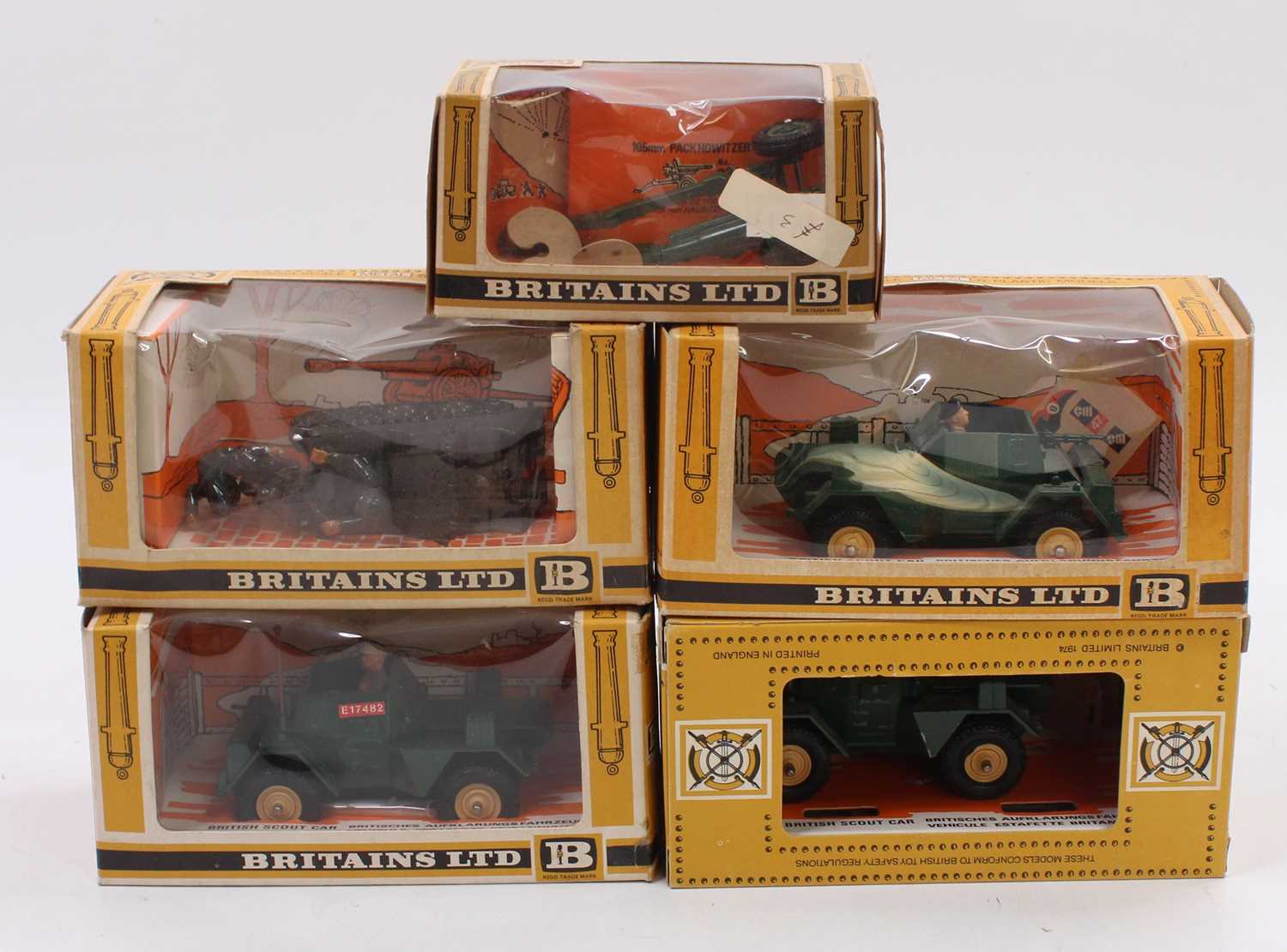 Lot 1666 - Five various boxed Britains Limited military...