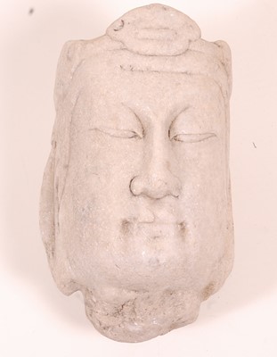 Lot 2446 - A large Chinese stone head carved as Guanyin,...