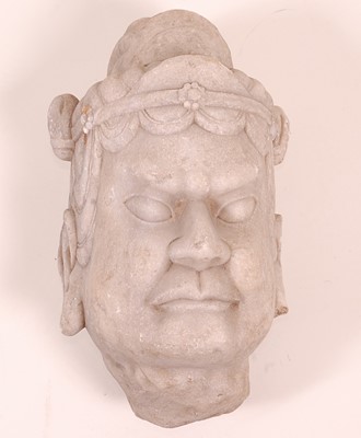 Lot 295 - * A large Chinese marble head, carved as an...
