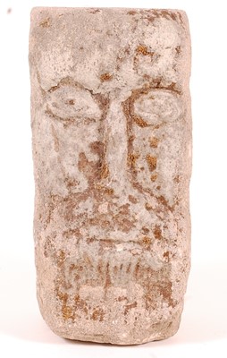 Lot 440 - * A large Celtic sandstone head, of block form,...