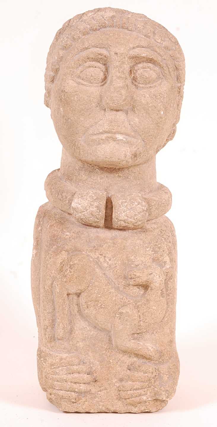 Lot 441 - * A Celtic stone bust, the face carved with...