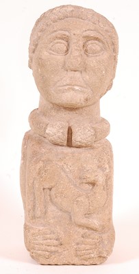 Lot 2435 - A Celtic stone bust, the face carved with...