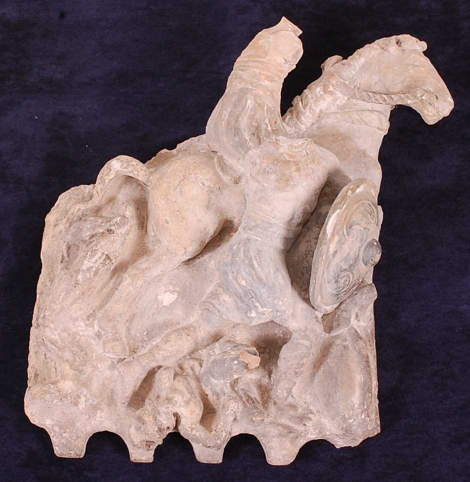 Lot 411 - * A wall panel section, modelled in clay...