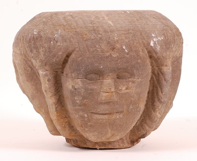 Lot 415 - * A limestone column capital, carved in the...