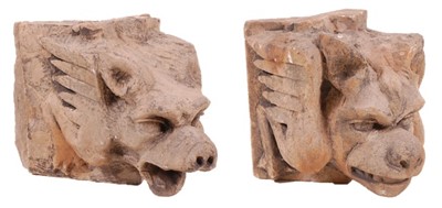 Lot 417 - * A near pair of architectural limestone...