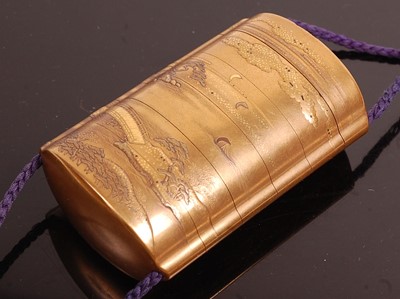 Lot 1247 - An Edo period Japanese five-case gold...