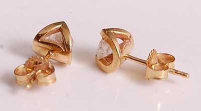 Lot 2601 - A pair of 18ct yellow gold single stone...