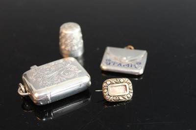 Lot 367 - A silver and engraved pocket vesta case, with...