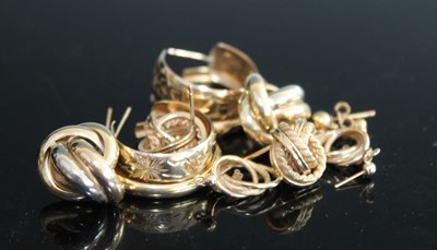 Lot 384 - A collection of lady's hoop earrings,...