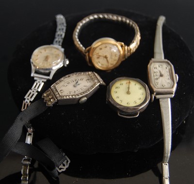 Lot 394 - A lady's Art Deco silver cased tank watch,...