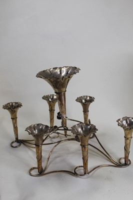 Lot 7 - A silver plated seven trumpet table epergne,...