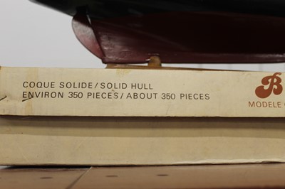 Lot 12 - A French 'bluenose' wooden model of a ship,...