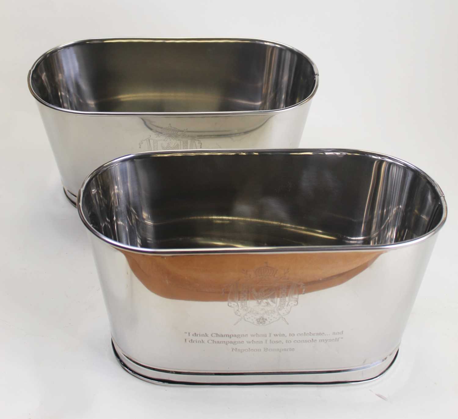 Lot 22 - A pair of modern plated wine coolers,...