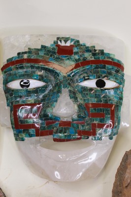 Lot 36 - A Mexican quartz funeral mask; together with...