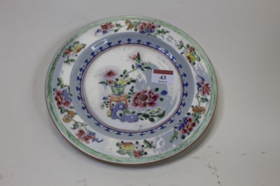 Lot 43 - A Chinese export famille rose plate, decorated...