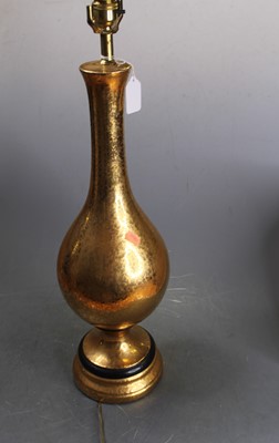 Lot 100 - A gilt painted glass table lamp, h.66cm...