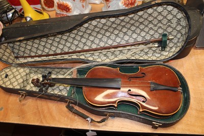 Lot 101 - A students violin, cased; together with...
